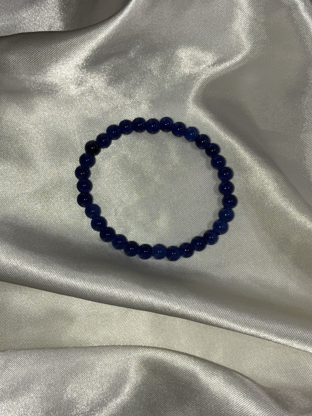 Handmade Elegant Dark Blue Beaded Stretch Bracelet